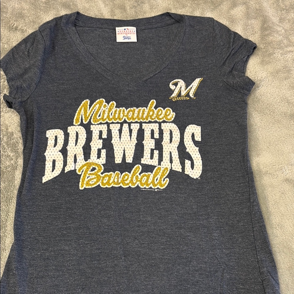 Women's Milwaukee Brewers Baseball Tee - Gray